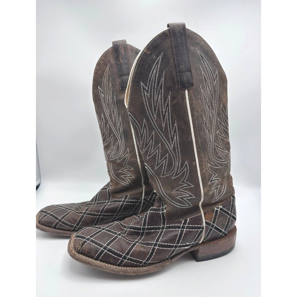 Horse Power Moka Sabatoge Mens Western Cowboy Boots Size 7.5D Brown Leather Mexi